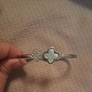 Silver Bracelet with White Accents
